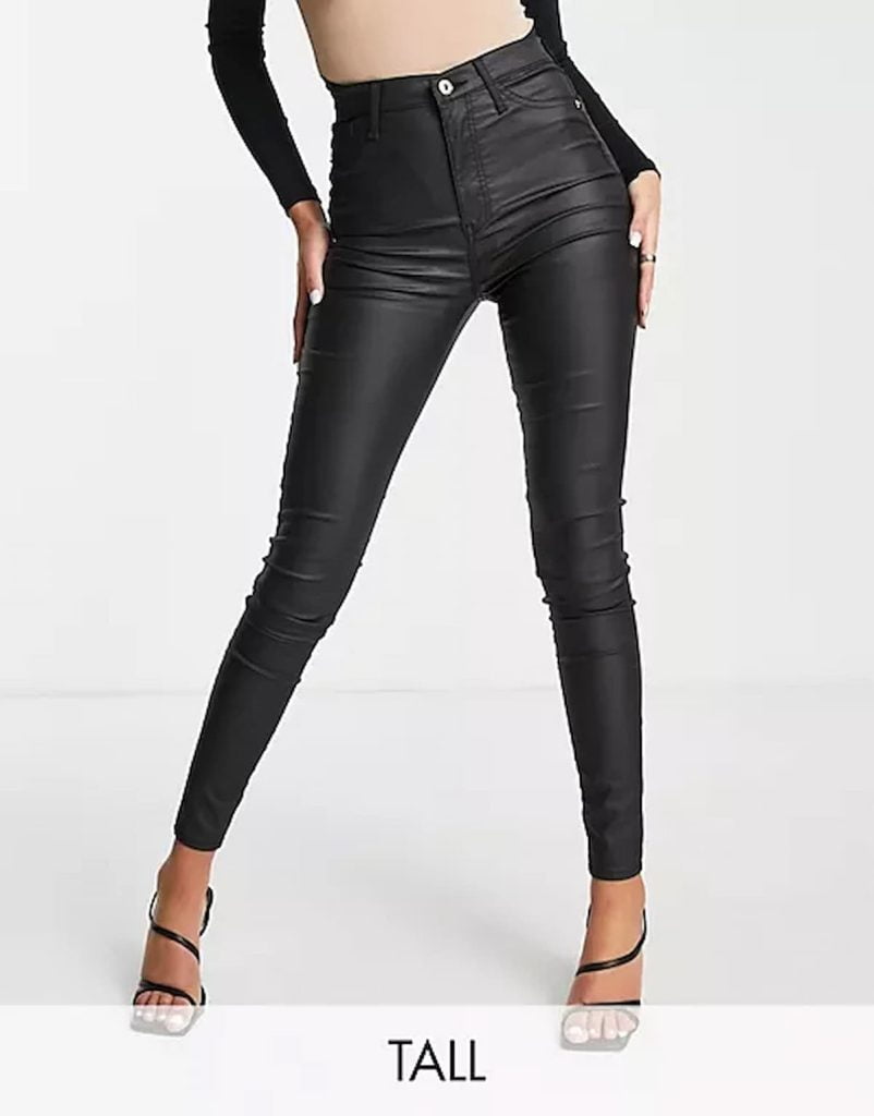 skinny enduit taille haute black